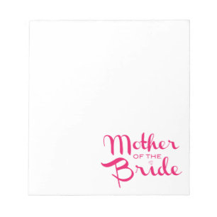 Mother of Bride Retro Script Hot Pink On White Notizblock