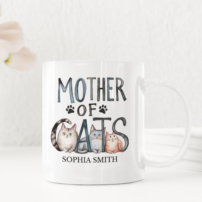 Mother of Cats, Fun Gift for Cat Lovers Kaffeetasse (Von Creator hochgeladen)