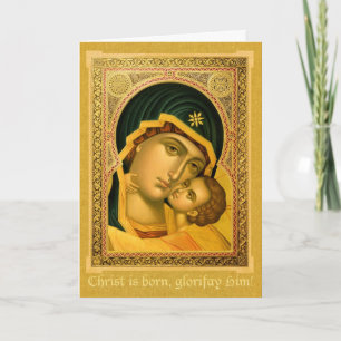 Mother of God Glykophilousa — Icon Christmas card Feiertagskarte