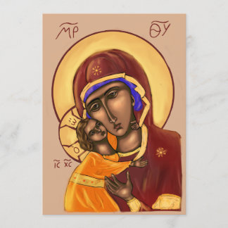 Mother of God Paper Icon Card Dankeskarte