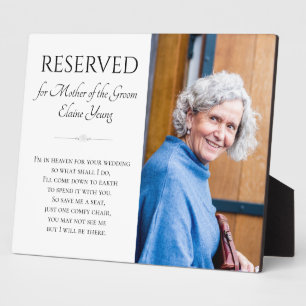 Mother of Groom Save A Seat Photo Memorial Wedding Fotoplatte