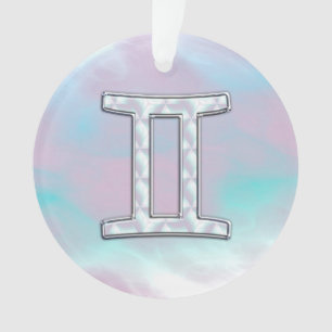 Mother of Pearl Gemini Zodiac Symbol Ornament