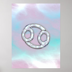 Mother of Pearl Style Cancer Zodiac Sign Decor Poster