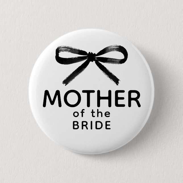 Mother of the Bride - Black Bow Whimsical Button (Vorderseite)