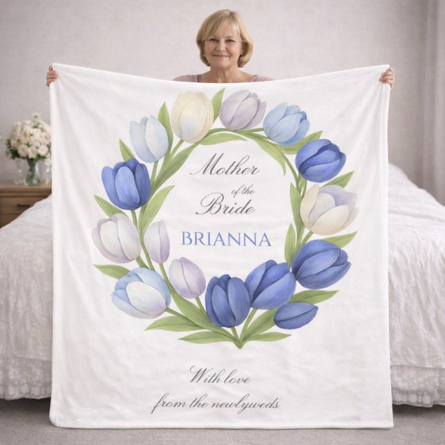 Mother of the Bride Blue Tulips Wedding Gift   Fleecedecke (Von Creator hochgeladen)