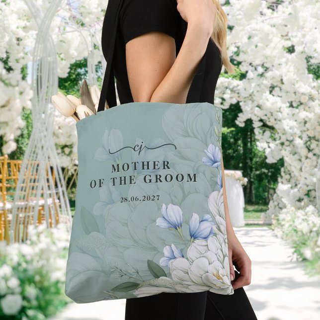 Mother of the Groom Sage Green Floral Wedding Tote (Von Creator hochgeladen)