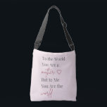 Mother Quote Pink Tragetaschen Mit Langen Trägern<br><div class="desc">Celebrate Mom with this elegant tote bag featuring the heartfelt quote “To the World You Are a Mother, But to Me You Are the World.” Designed with soft blush pink tones and modern typography, this stylish bag blends sentiment with everyday practicality. Perfect for shopping, daily errands, or thoughtful Mother’s Day...</div>