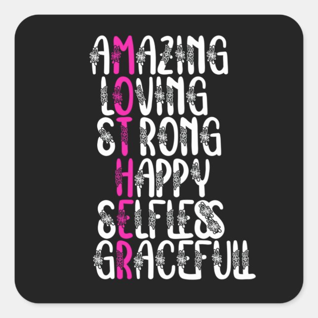 Mother quotes : Lovely Words | Mother's Day Design Quadratischer Aufkleber (Vorderseite)
