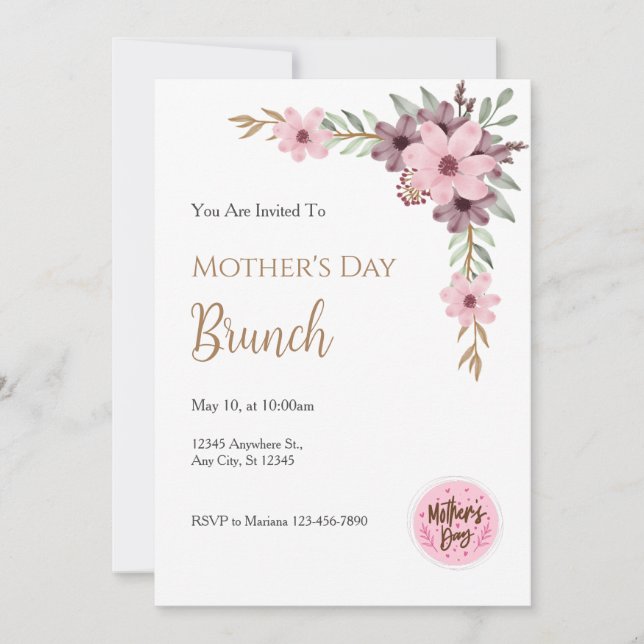 Mother´s Day Brunch Invitation Einladung (Vorderseite)