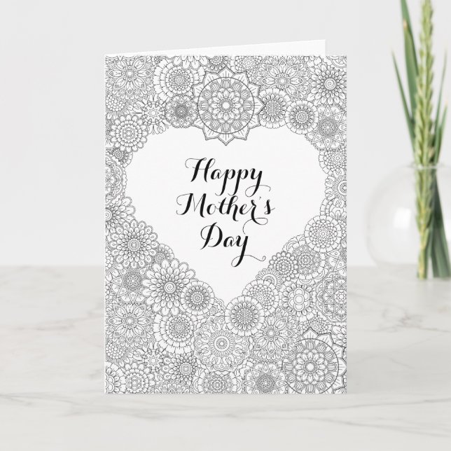 Mother’s Day Card: Adult Coloring Karte (Vorderseite)
