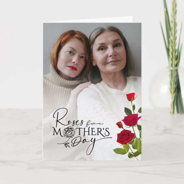 Mother’s Day Custom Photo Design With Red Roses Karte (Vorderseite)