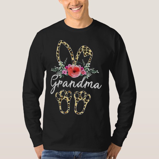 Mother s Day Easter For Grandma Leopard Bunny Flor T-Shirt (Vorderseite)