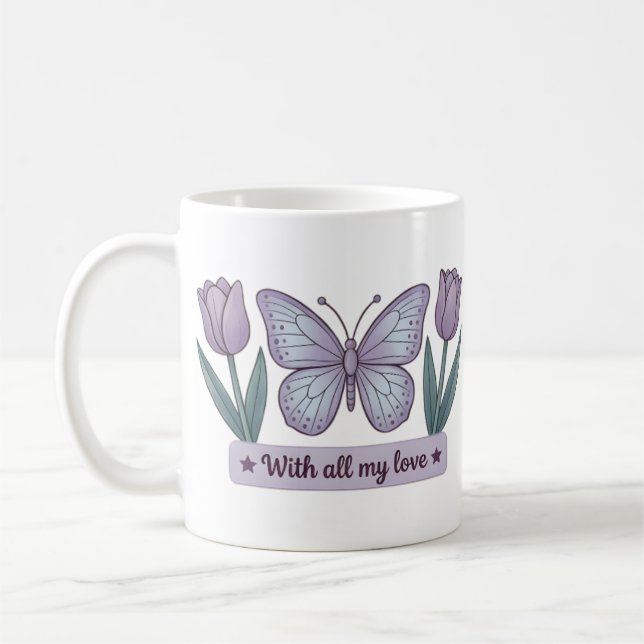 Mother’s Day Floral - My Love Butterfly Tulips Kaffeetasse (Links)