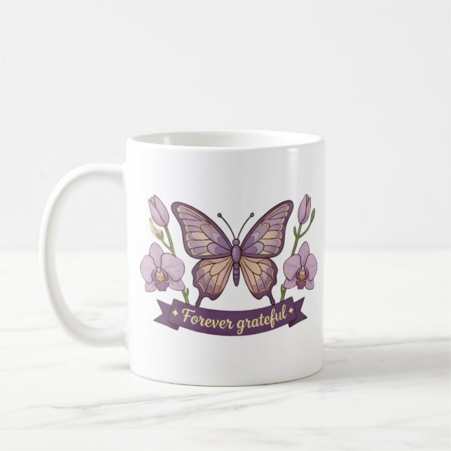 Mother’s Day Gift - Grateful Butterfly Floral Kaffeetasse (Links)