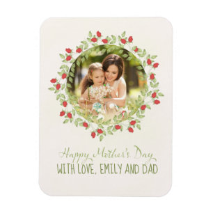 Mother’s Day Minimalist Rose Watercolor Wreath Magnet