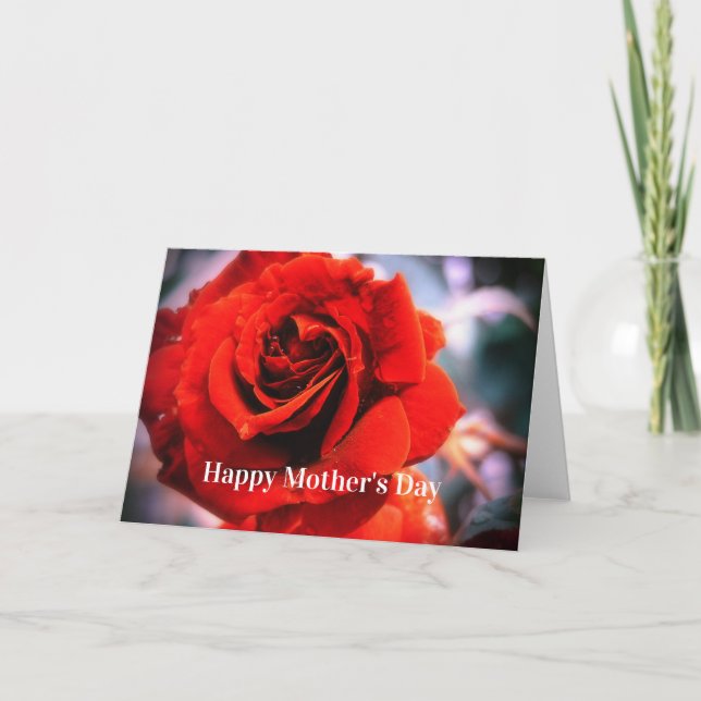 Mother’s Day Raindrops Red Rose Card Karte (Vorderseite)