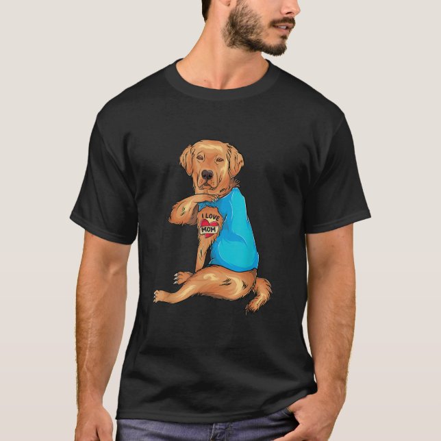 Mother s Day Tattoo I Love Mom Golden Retriever Ta T-Shirt (Vorderseite)
