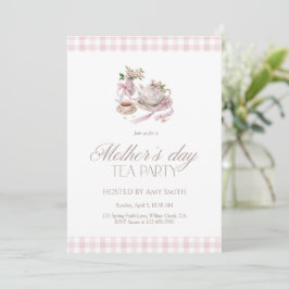 Mother’s Day Tea Party Pink Gingham Einladung