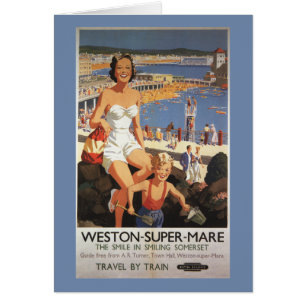 Mother & Son on Beach Railposter