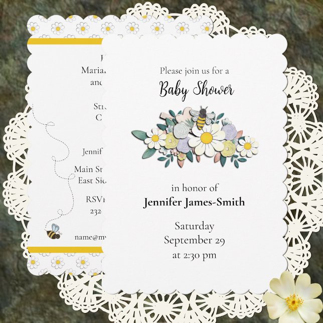 Mother-to-Bee Baby Shower Invitation White Einladung (Von Creator hochgeladen)