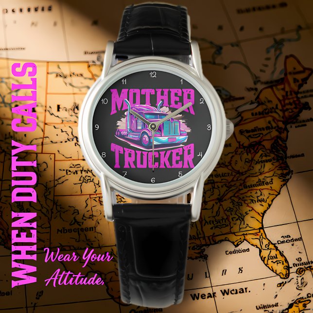 Mother Trucker: Purple Pink Attitude Armbanduhr (Von Creator hochgeladen)