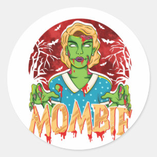 Mother Zombie Halloween Mama Mombie Runder Aufkleber