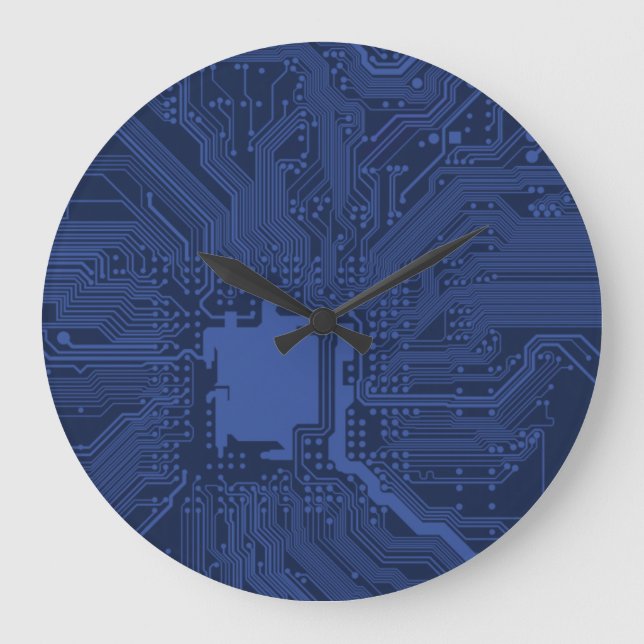 Motherboard-Muster von Blue Geek Große Wanduhr (Vorderseite)
