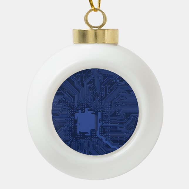 Motherboard-Muster von Blue Geek Keramik Kugel-Ornament (Vorderseite)