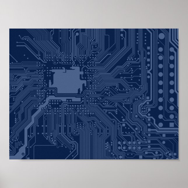 Motherboard-Schaltmuster für Blaugrippe Poster (Vorne)