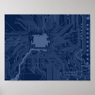 Motherboard-Schaltmuster für Blaugrippe Poster