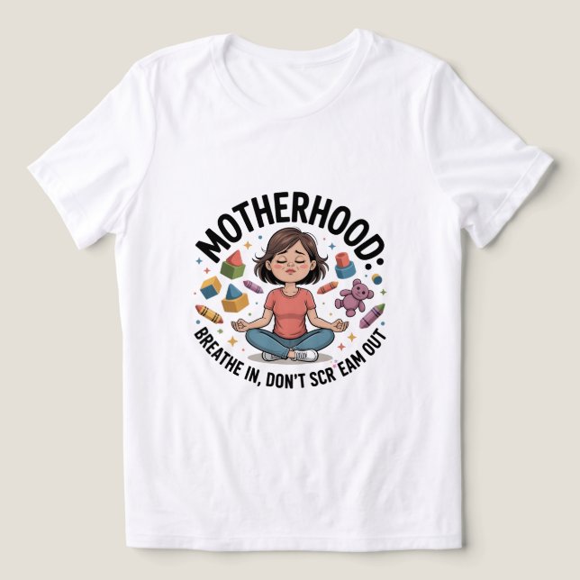 Motherhood Breathe In Calm Illustration Tri-Blend Shirt (Design Vorderseite)
