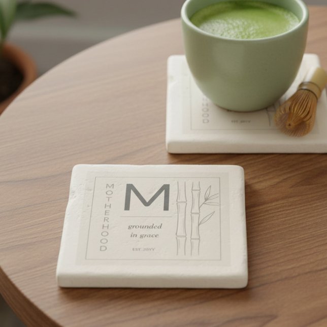 Motherhood Grounded in Grace Botanical Mom Steinuntersetzer (Coaster to celebrate motherhood - perfect for new mom, mother's day gift ..)