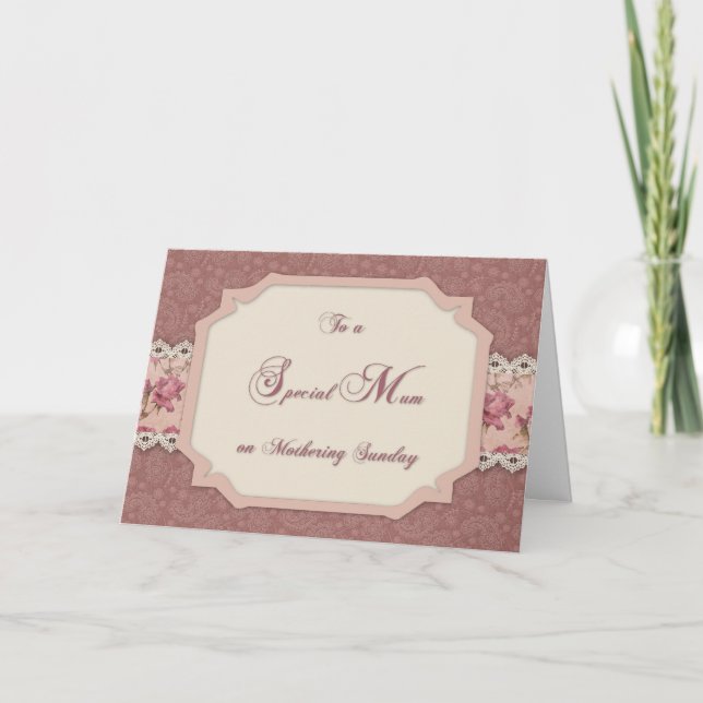 Mothering Sunday Shabby Rose Karte (Vorderseite)