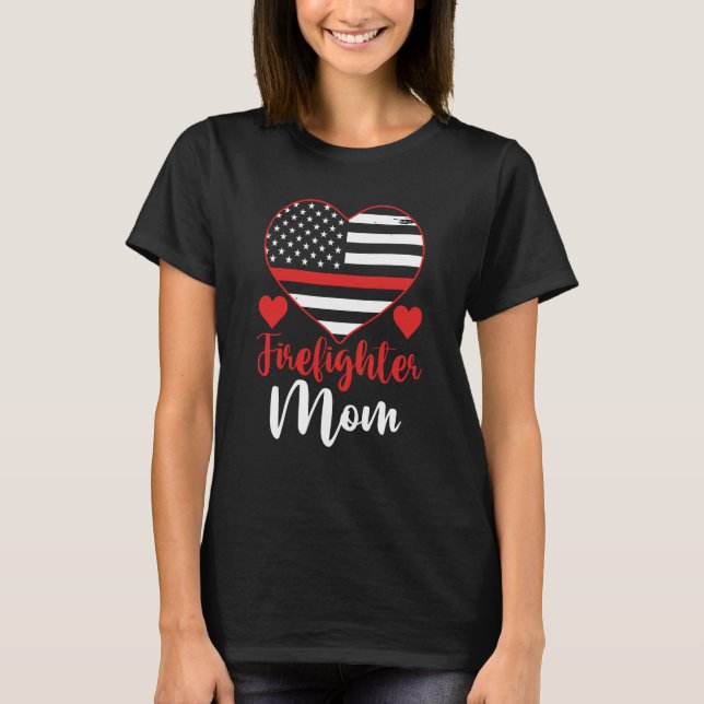 Mother's Day 4th Of July Firewoman Mommy Firefight T-Shirt (Vorderseite)