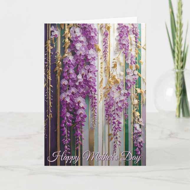  Mother's Day Blooming Wallpaper Violet Wisteria Karte (Vorderseite)