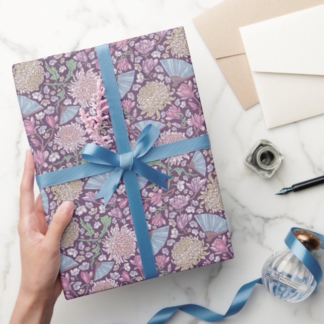 Mother's Day Blume Mums Crocus japanische Fans Geschenkpapier (Schenken)