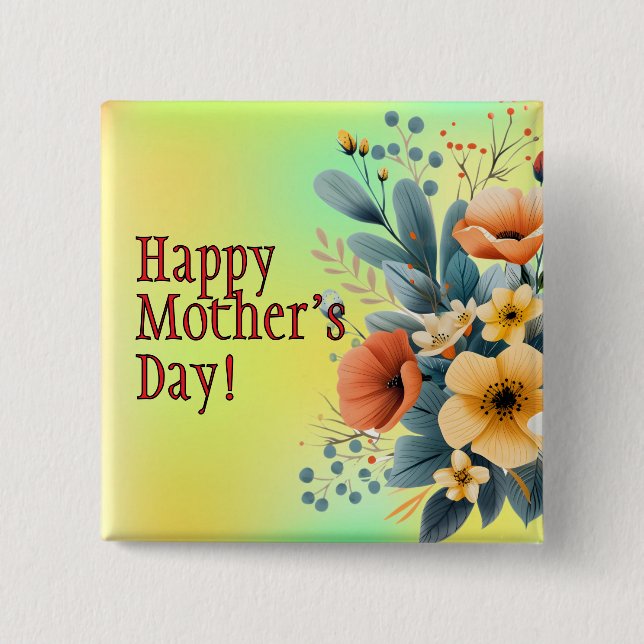 Mother's Day Boho Flowers Clipart-61983 Keychain Button (Vorderseite)