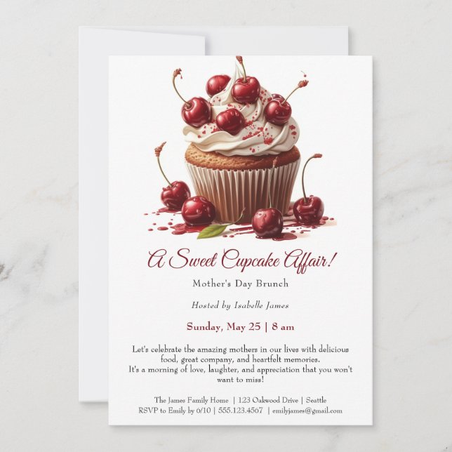 Mother's Day Brunch Einladung - Cupcakes Affair (Vorderseite)