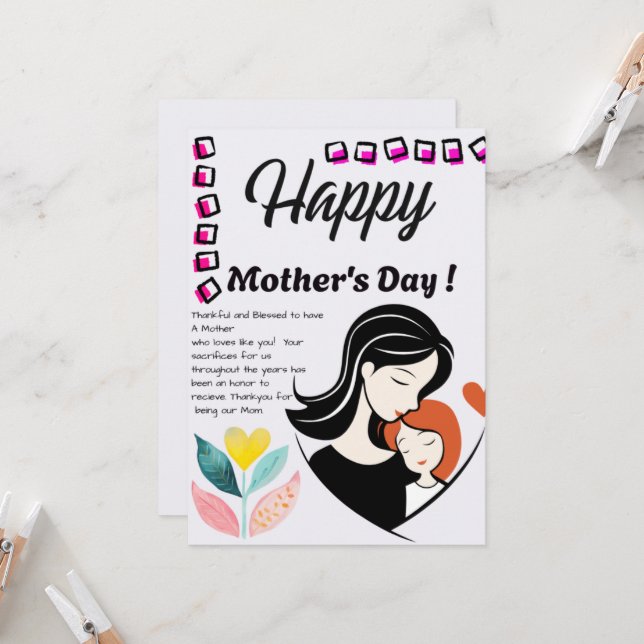 Mothers Day Card  Karte (Vorderseite/Rückseite Beispiel)