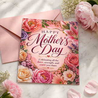 Mothers Day Celebrating Love Strength Care Floral Postkarte