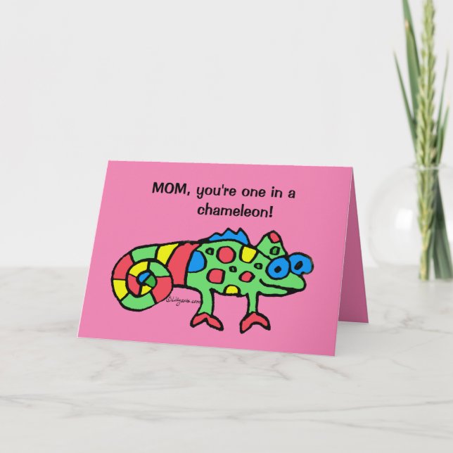 Mother's Day Chameleon Pink Card Karte (Vorderseite)