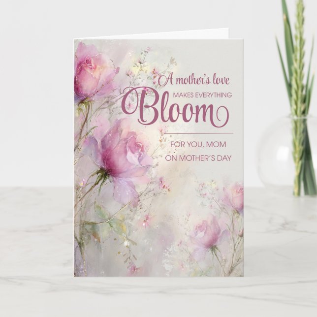 Mother's Day Elegant Feminine Pink Rose Floral  Karte (Vorderseite)