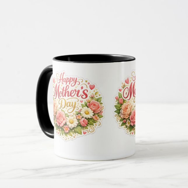 Mother's Day elegant floral 2 to Tasse (Vorderseite Links)