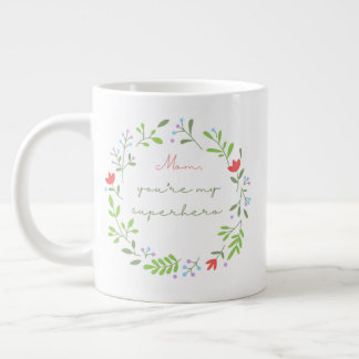 Mother's day floral green superhero mom Jumbo-Tasse