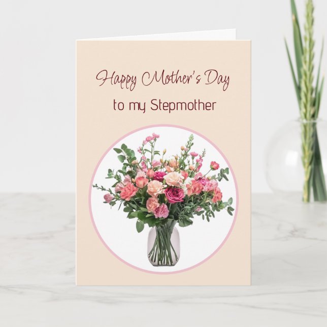 Mother's Day Flowers Bouquet for Stepmother Karte (Vorderseite)
