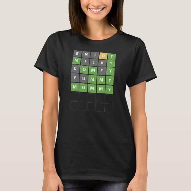 Mother's Day Funny New Mom Word Guessing Game T-Shirt (Vorderseite)