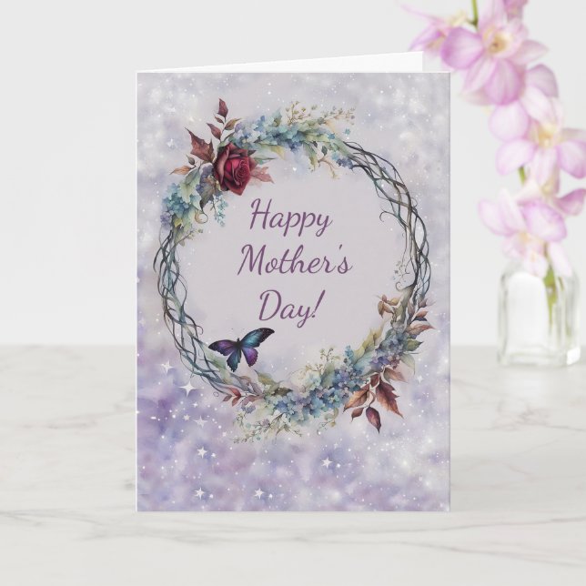 Mothers Day General with Pretty Wreath Butterfly  Karte (Orchidee)