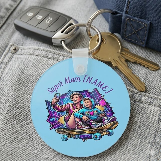 Mother's Day Gift Personalized Neon Mom Son Keyrin Schlüsselanhänger (Von Creator hochgeladen)