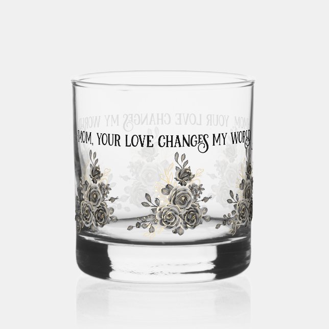 Mother's Day Glass with Sentimental Quote and Blac Whiskyglas (Vorderseite)