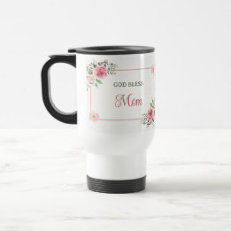 Mother's Day God Bless Mom – Watercolor Floral Reisebecher